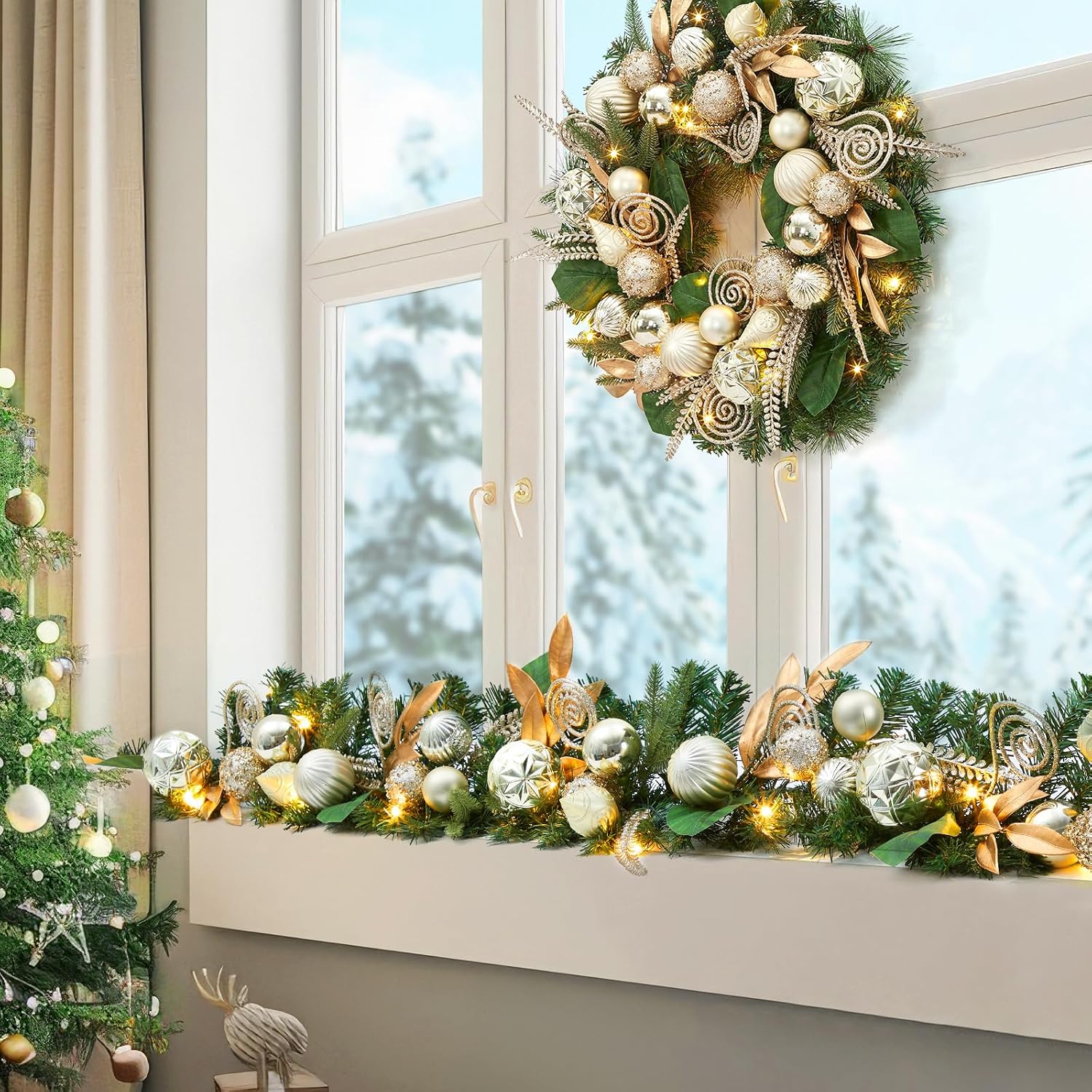 Led Fairy String Lights - Garvee 24 Inch Christmas Wreath Artificial