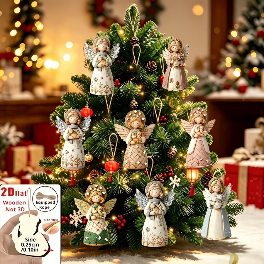Christmas Tree Artificial - 1/5/10/20/50/100pcs 2D Template, 8 Retro Angel
