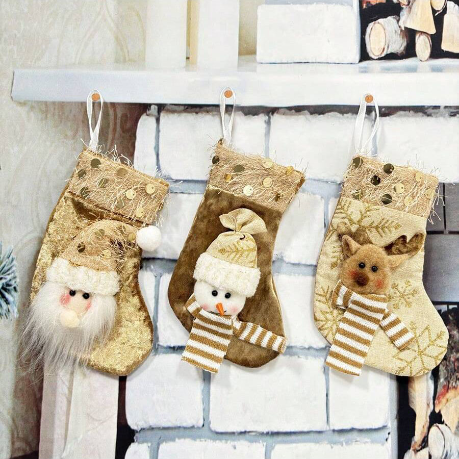 3pcs Christmas Decoration Stoc - Christmas Stocking Hanging 评论和价格