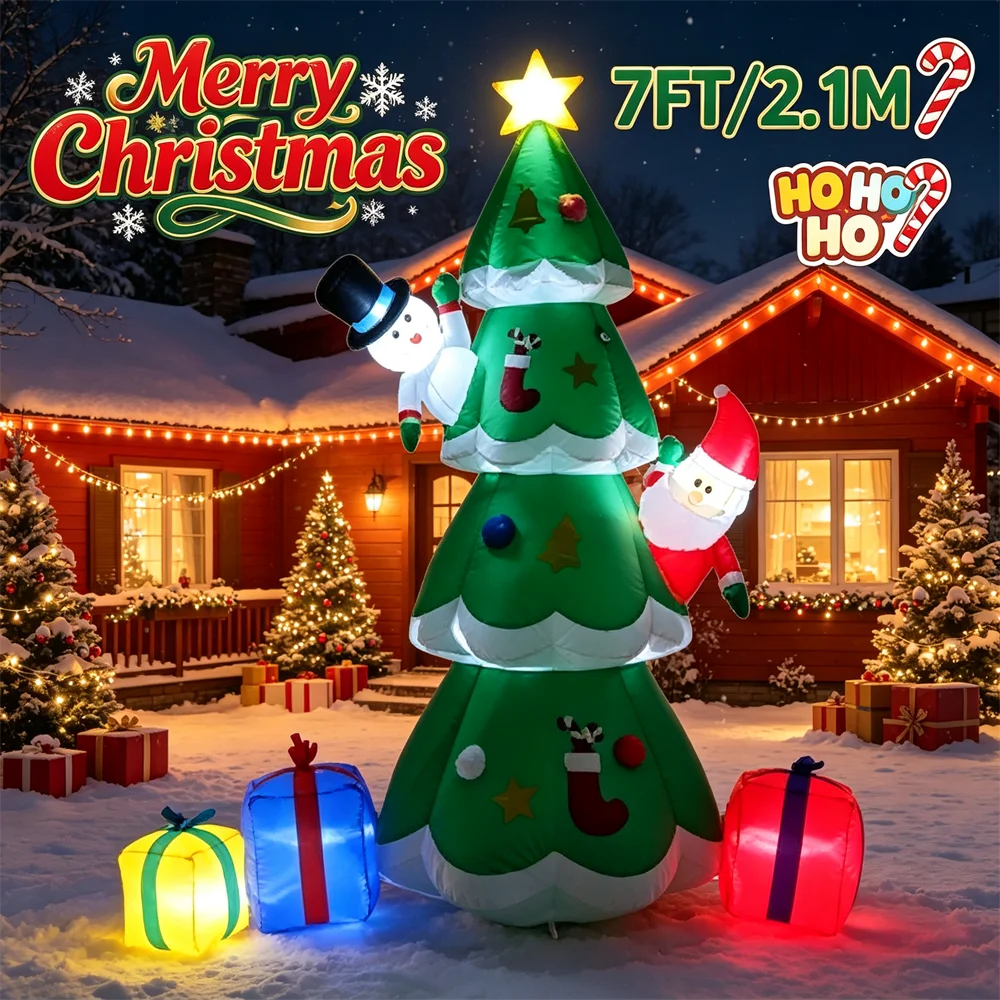 7FT Light Up Christmas Inflata - Christmas Tree Artificial 评论和价格