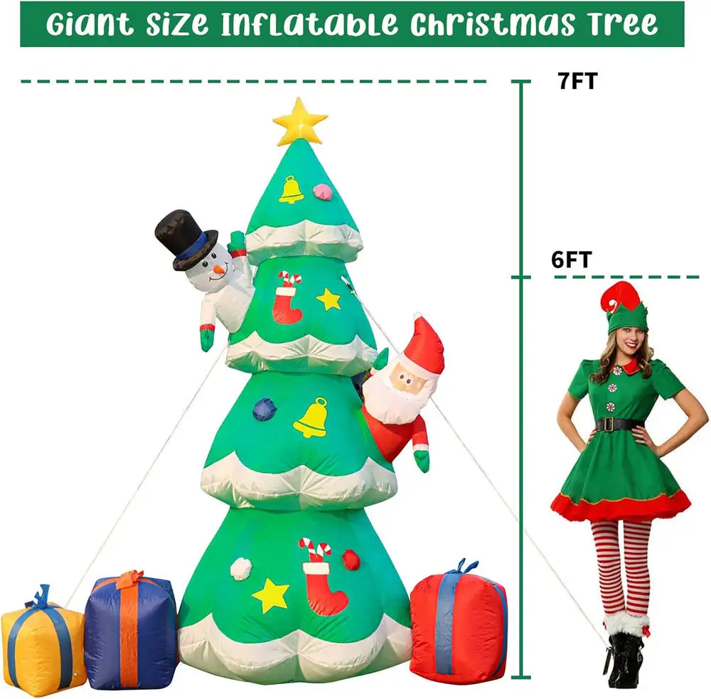 7FT Light Up Christmas Inflata - Christmas Tree Artificial 评论和价格