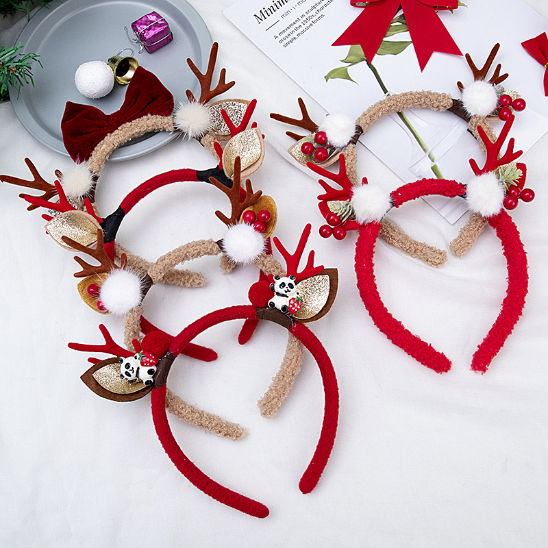 Christmas Headband Plush Reind - Reindeer Antlers Headband 评论和价格