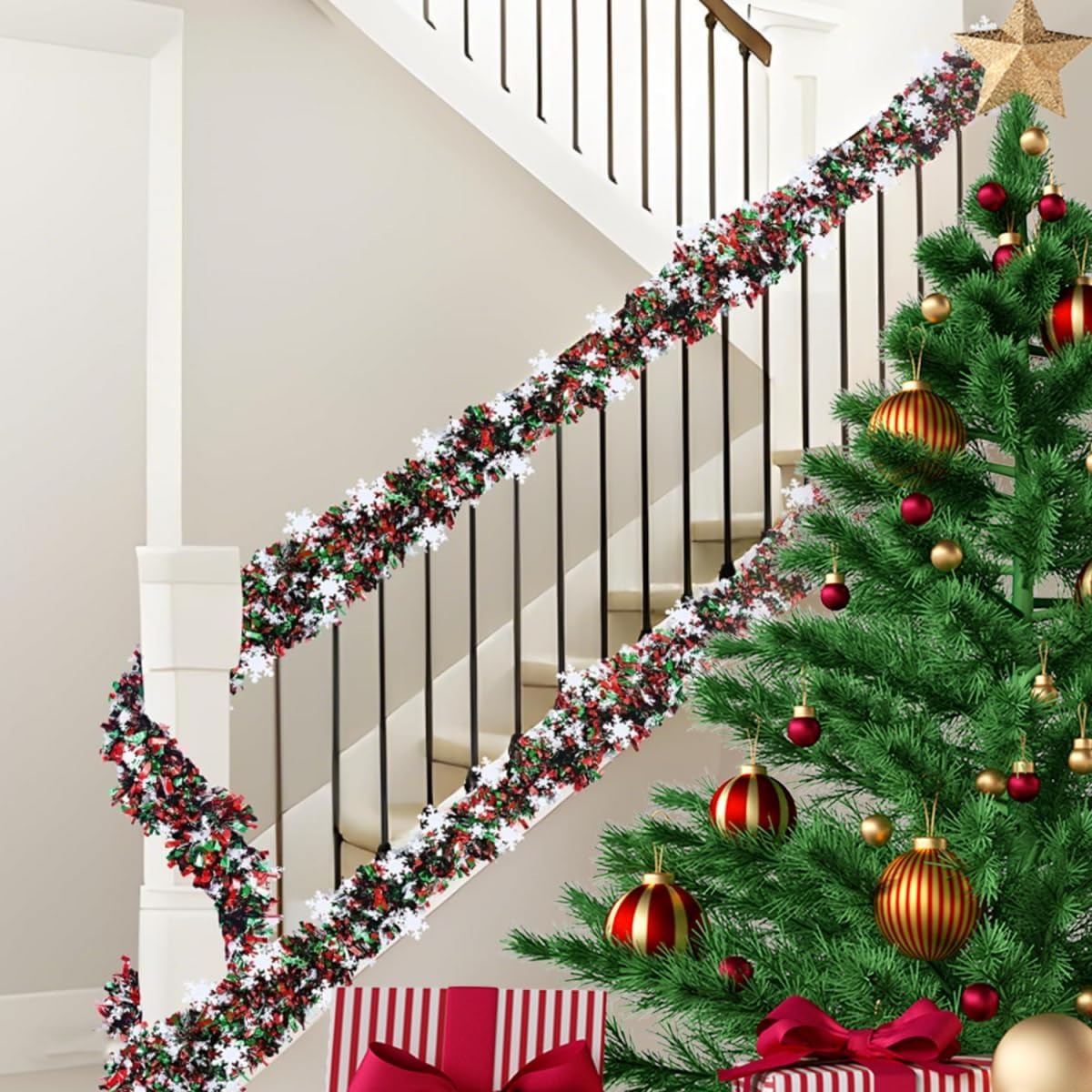 2M Christmas Tinsel Garland Re - Tinsel Garland Decoration 评论和价格