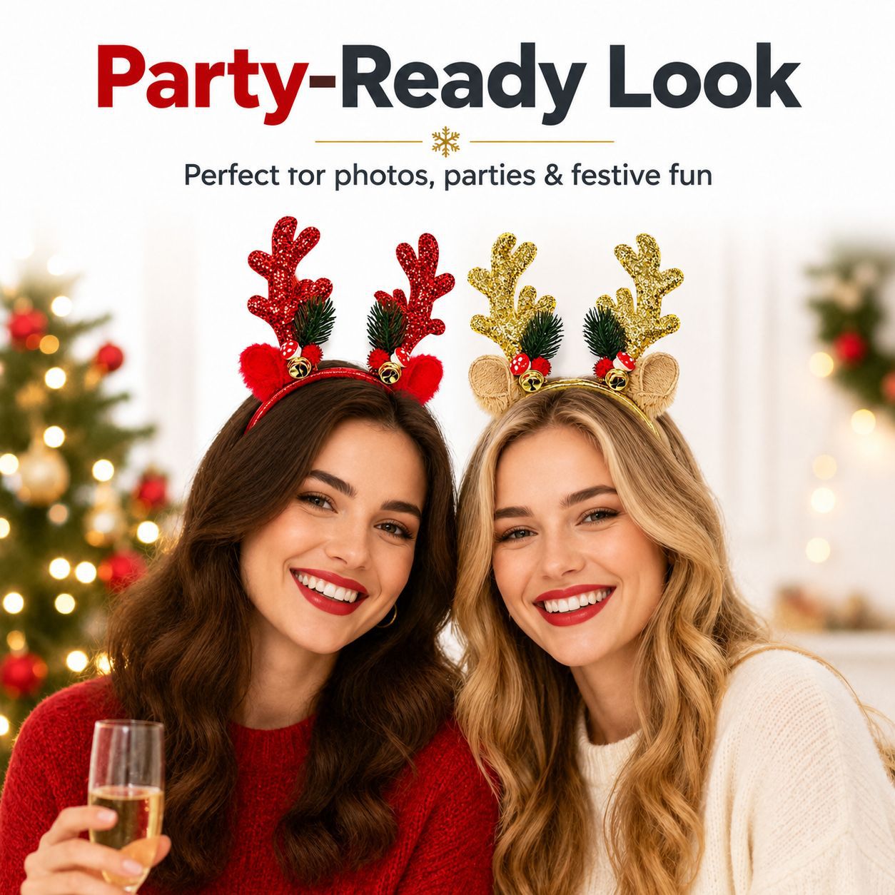 Christmas Reindeer Bell Sequin - Reindeer Antlers Headband 评论和价格