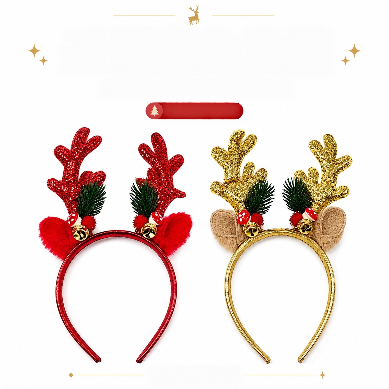 Christmas Reindeer Bell Sequin - Reindeer Antlers Headband 评论和价格