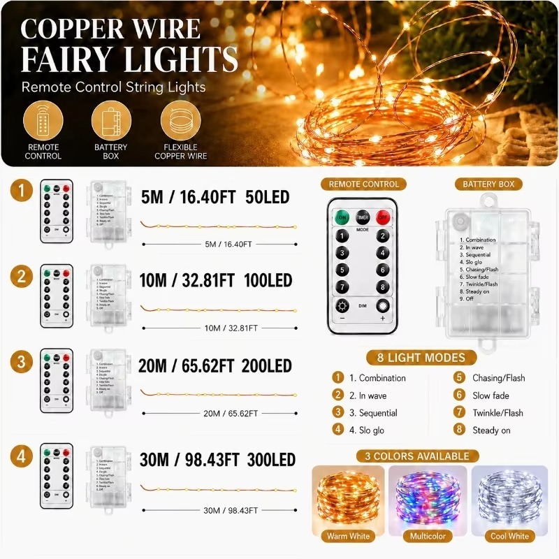 10M Remote Control Waterproof  - Led Fairy String Lights 评论和价格