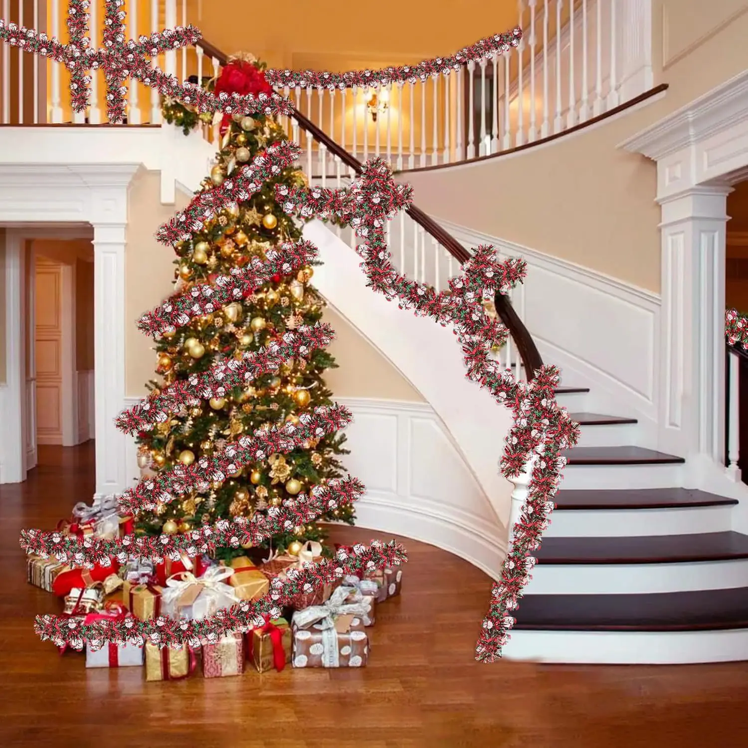 Christmas Tinsel Garland Santa - Tinsel Garland Decoration 评论和价格