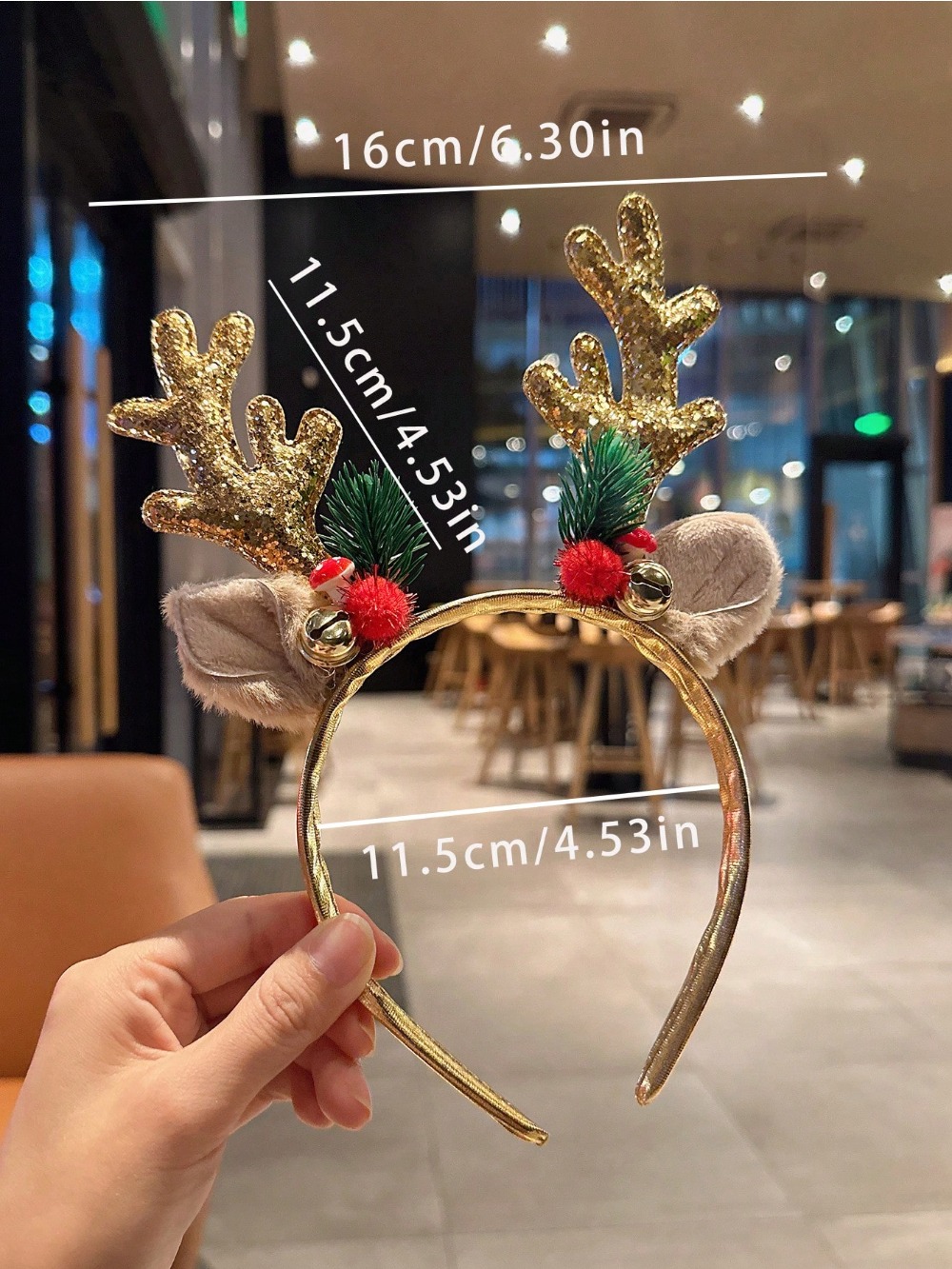 1pc Gold Sequin Mushroom Chris - Reindeer Antlers Headband 评论和价格