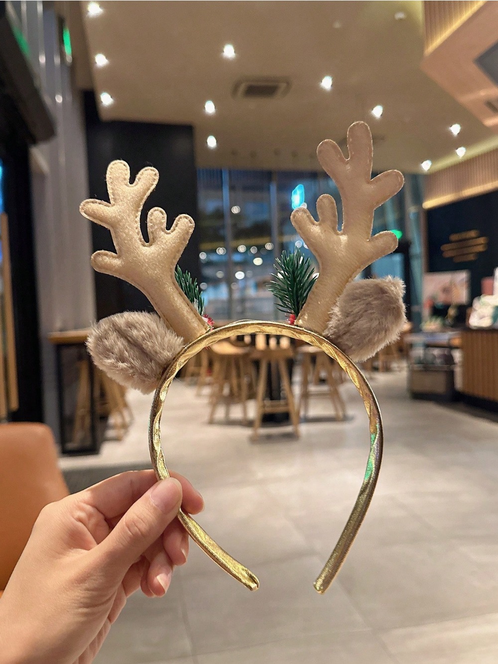 1pc Gold Sequin Mushroom Chris - Reindeer Antlers Headband 评论和价格