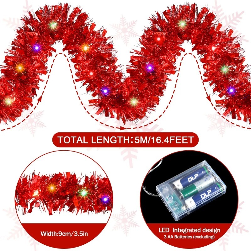 1PC 5M Christmas Tinsel Garlan - Tinsel Garland Decoration 评论和价格
